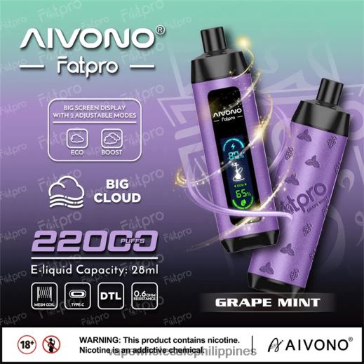 Vape Wholesale Supplier Philippines - Aivono Fatpro 22000 Grape Mint X6BJJP2